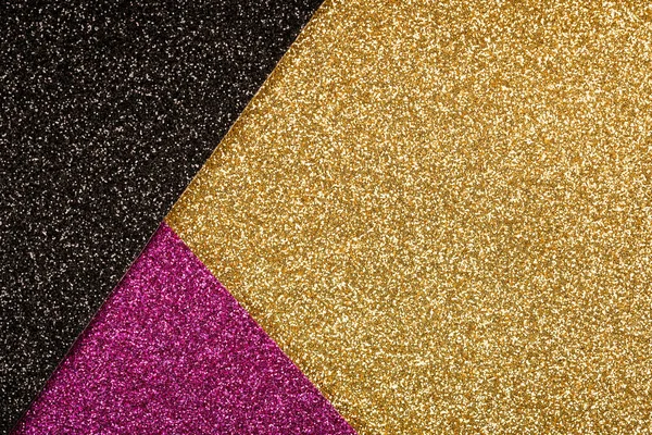 Trendy Sfondo Glitter Festivo Nei Colori Oro Nero Viola Rosa — Foto Stock