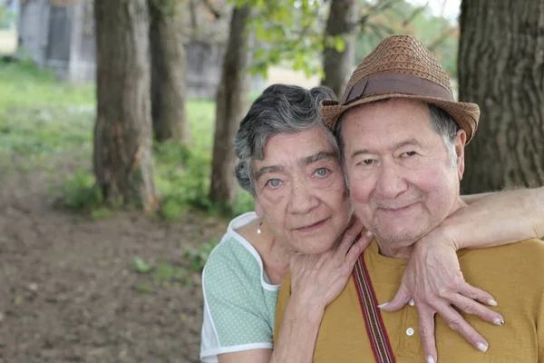 stock image close-up portrait of beautiful senior couple on nature