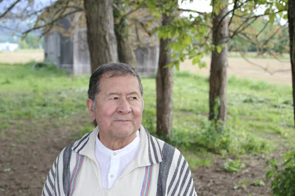 Портрет Красивого Пожилого Человека Традиционной Колумбийской Одежде Природе — стоковое фото