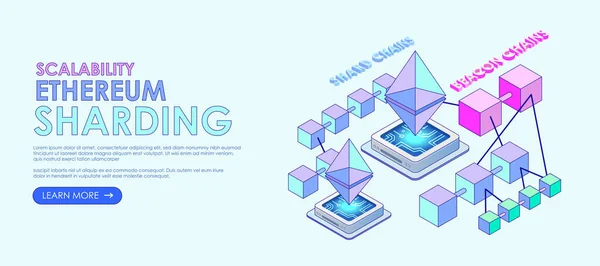 Ethereum Crypto Currency Technology Icon Isometric Vector Scalability Ethereum Sharding — Vector de stock