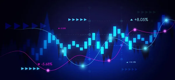 財務グラフデータ 青い線グラフ利益トレンドベクトル図 株式市場の財務成長チャート — ストック写真