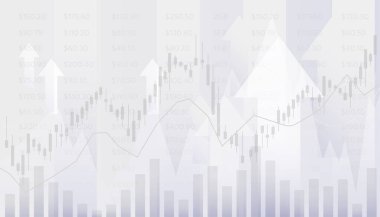 finansal veri grafiği şeması, borsada trend çizgisi grafiği ve mum çubuğu olan soyut finans tablosu. 