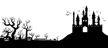 Cadılar bayramı, cadılar bayramı silueti kıyamet silueti, cadılar bayramı silueti vektör çizimi