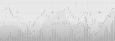 Eğim arkaplanı üzerindeki eğilim çizgisi grafiği, yan çizgi grafiği ve şamdanı olan çizgi şeması.