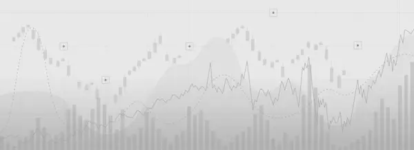 Eğim arkaplanı üzerindeki eğilim çizgisi grafiği, yan çizgi grafiği ve şamdanı olan çizgi şeması.