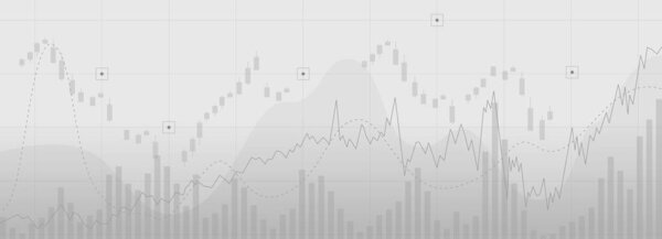 trend line graph on gradient background, line chart diagram financial chart with sideways line graph and candlestick.