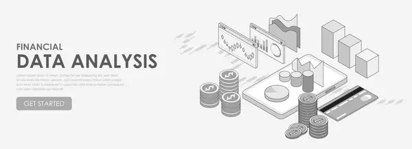 istatistikleri analiz eden modern düz tasarım izometrik finans veri analizi siyah ve tek renkli, dijital grafikler ve tablolar. 