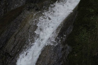 Yumuşak bir şelale engebeli taşların üzerinden akar. Yatıştırıcı bir ses çıkarır. Dikenli bir yamaçtan inerken, öğleden sonra güneşinde tipik sakin bir ormanın tipik yeşillikleriyle çevrilidir..