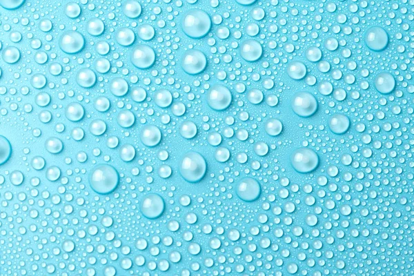 Water Drops Blue Background Close — Stock Photo, Image