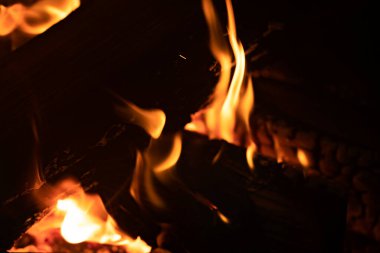 yakacak odun yanan şömine yakın çekim