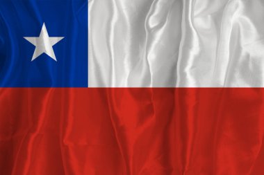 İpek arka planda Şili bayrağı büyük bir ulusal semboldür. Kumaş dokusu Ülkenin resmi devlet sembolü..