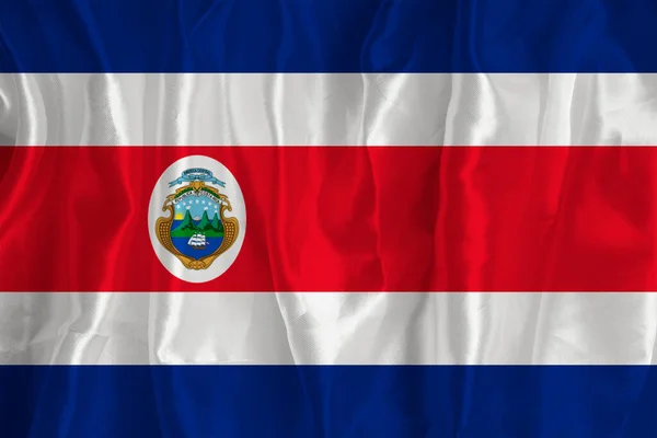 Vlag Van Costa Rica Een Zijden Achtergrond Een Groot Nationaal — Stockfoto