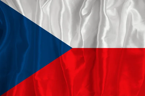Bandera República Checa Sobre Fondo Seda Gran Símbolo Nacional Textura — Foto de Stock