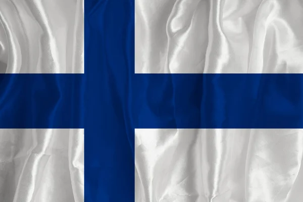 Flag Finland Silk Background Great National Symbol Texture Fabrics Official — Stok fotoğraf