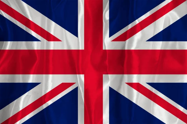 British Flag Silk Background Great National Symbol Fabric Texture Official — ストック写真