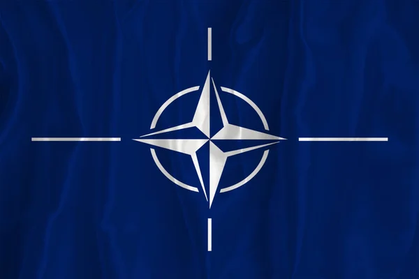Zászló Észak Atlanti Szerződés Szervezete Nato Nato Zászló Selyem Alapon — Stock Fotó
