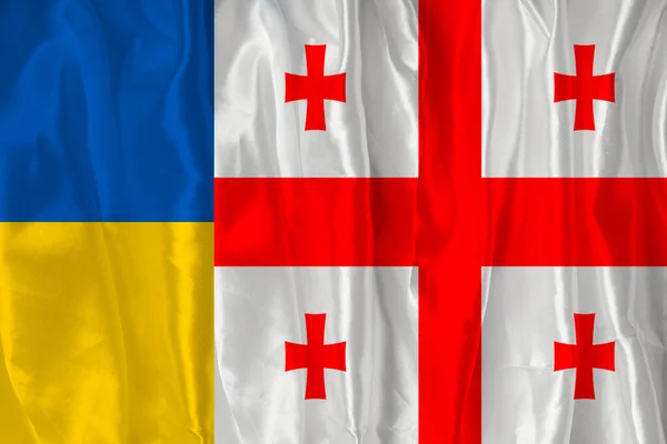 Vlajka Gruzie Vlajka Ukrajiny Vlajka Země Gruzie Ukrajiny Společně Koncepční — Stock fotografie