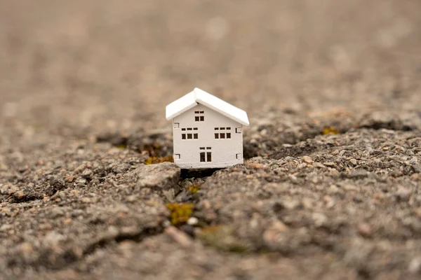 House Fell Crack Earthquake Earthquake Home Insurance Concept Real Estate — Stock Photo, Image