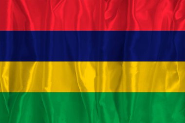 İpek arka planda Mauritius bayrağı büyük bir ulusal semboldür. Kumaş dokusu Ülkenin resmi devlet sembolü
