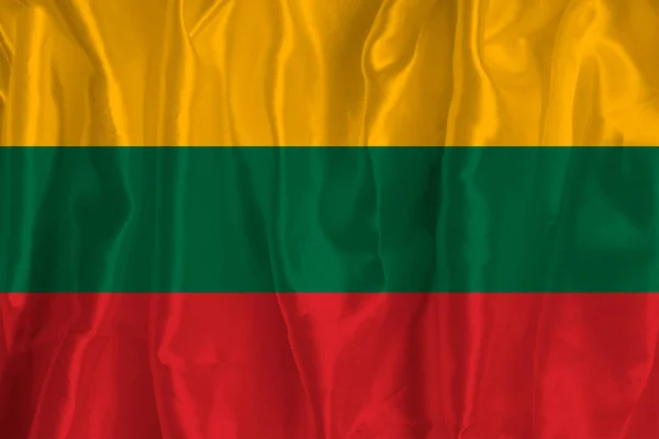 Flag Lithuania Silk Background Great National Symbol Texture Fabrics Official — Stock Photo, Image