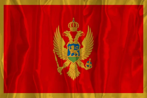 Флаг Черногории Шелковом Фоне Является Великим Национальным Символом Текстура Ткани — стоковое фото