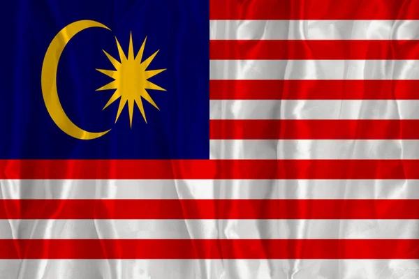 Die Flagge Malaysias Auf Seidenem Hintergrund Ist Ein Großes Nationales — Stockfoto