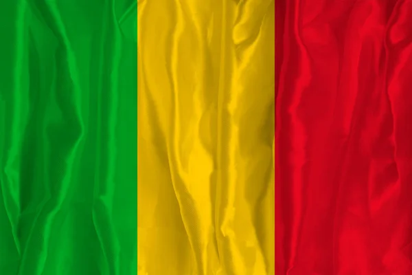 Flag Mali Silk Background Great National Symbol Texture Fabrics Official — Stock Photo, Image
