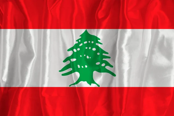 絹の背景に描かれたレバノン国旗は 国のシンボルとしても有名です 生地の質感国の公式シンボル — ストック写真