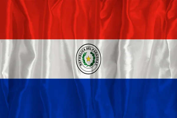 Die Flagge Paraguays Auf Seidenem Hintergrund Ist Ein Großes Nationalsymbol — Stockfoto