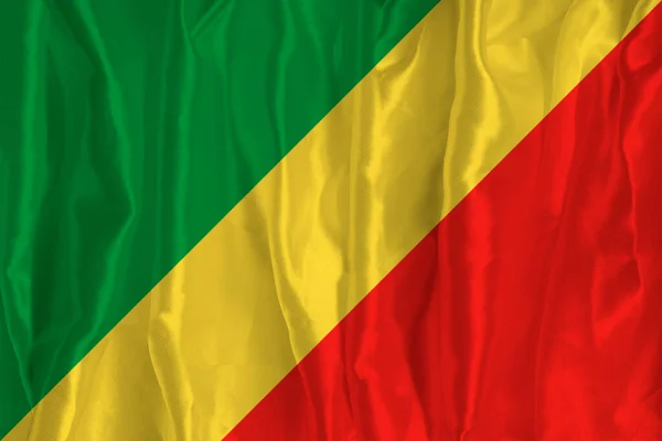 Flag Republic Congo Silk Background Great National Symbol Texture Fabrics — Stock Photo, Image