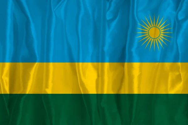 Flaga Rwandy Jedwabnym Tle Jest Wielkim Symbolem Narodowym Tekstura Tkanin — Zdjęcie stockowe