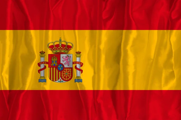 Flag Spain Silk Background Great National Symbol Texture Fabrics Official — Stock Photo, Image