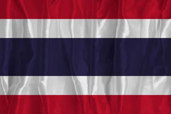 Bandeira Tailândia Sobre Fundo Seda Grande Símbolo Nacional Textura Tecidos — Fotografia de Stock