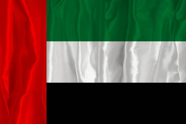 Vlajka Spojených Arabských Emirátů Hedvábném Pozadí Skvělým Národním Symbolem Textura — Stock fotografie