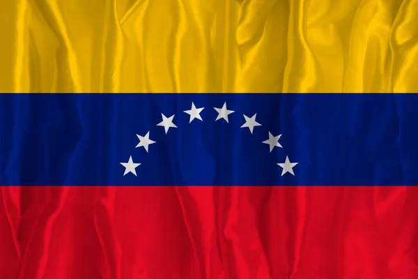Venezolaanse Vlag Een Zijden Achtergrond Een Groot Nationaal Symbool Textuur — Stockfoto