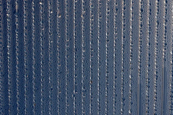 Gotas Água Condensado Vapor Chuveiro Goteja Vidro Transparente Gotas Chuva — Fotografia de Stock