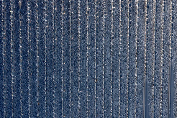 Gotas Água Condensado Vapor Chuveiro Goteja Vidro Transparente Gotas Chuva — Fotografia de Stock