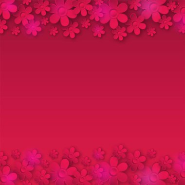 Red banner with flowers. Holiday modern floral banner. Square holiday background, headers, posters, cards, website. Vector illustration