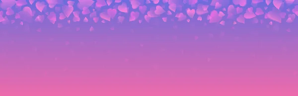 Banner Pink Valentines Hearts Valentines Greeting Background Horizontal Holiday Background — Vetor de Stock
