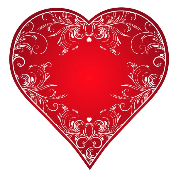 Big red heart with floral decoration, vector illustration
