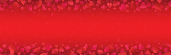Banner Red Valentines Hearts Valentines Greeting Background Horizontal Holiday Background — Stok Vektör