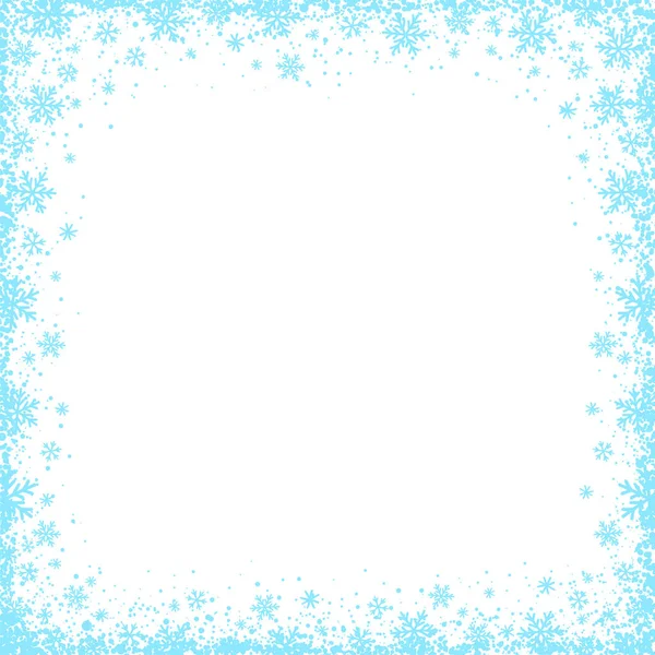 Χριστουγεννιάτικο Διαφανές Φόντο Τετράγωνο Πλαίσιο Από Μπλε Νιφάδες Χιονιού — Διανυσματικό Αρχείο