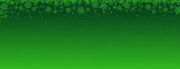スノーフレークとスターの緑のクリスマスバナー メリークリスマスとハッピー新年の挨拶バナー 横の新しい年の背景 ヘッダー ポスター カード ウェブサイト ベクトルイラスト — ストックベクタ