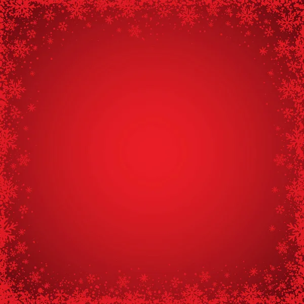 Fondo Rojo Navidad Con Marco Cuadrado Copos Nieve Feliz Navidad — Vector de stock