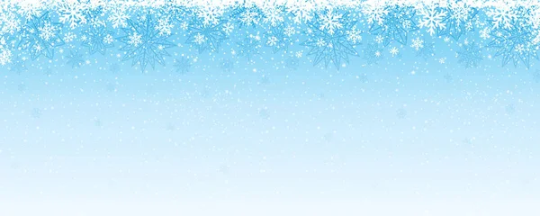 Blaues Weihnachtsbanner Mit Schneeflocken Und Sternen Frohe Weihnachten Und Einen — Stockvektor