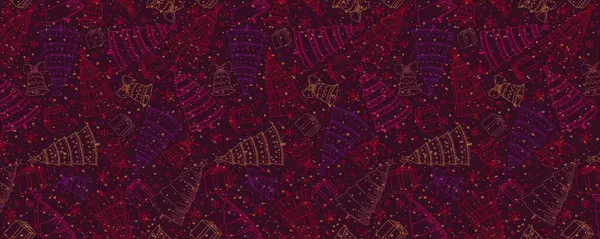 Bannière Noël Rouge Foncé Avec Forêt Arbres Noël Joyeux Noël — Image vectorielle