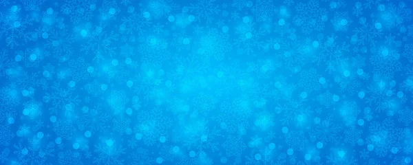 Bannière Bleue Noël Avec Flocons Neige Bokeh Joyeux Noël Bonne — Image vectorielle