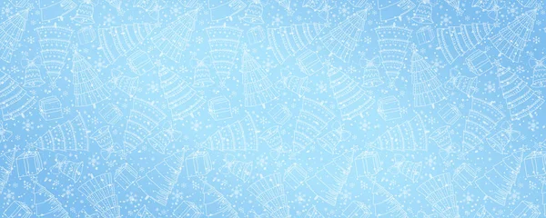 Bannière Noël Bleu Clair Avec Forêt Arbres Noël Joyeux Noël — Image vectorielle