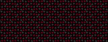 Siyah ve kırmızı poker sembollü kumarhane geçmişi, vektör illüstrasyonu. Yatay arkaplan, başlıklar, posterler, kartlar, web sitesi. Vektör illüstrasyonu