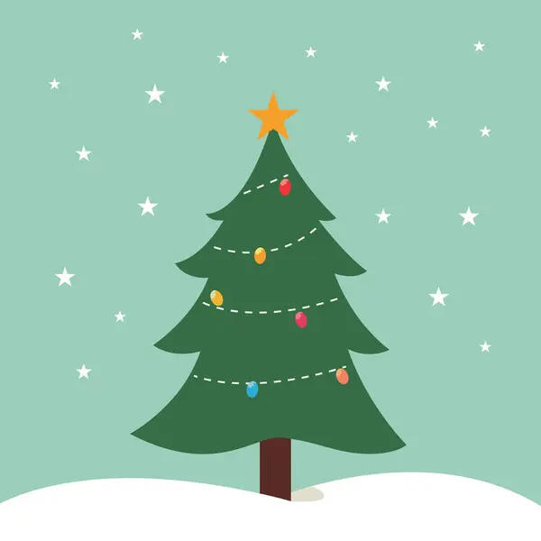 Yeşil arka planda izole edilmiş Noel ağacı simgesi. Vektör illüstrasyonu